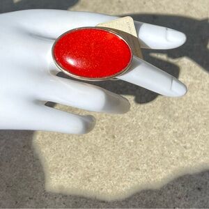 Vintage Red Carnelian Gemstone oval shape womens ring NWT Made in USA Sz 7.5